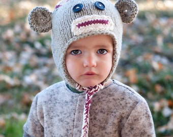 Sock Monkey Hat Knitting Pattern - All Sizes Newborn through Adult Male Included - PDF Sale - Instant Digital Download