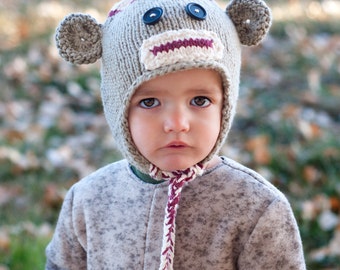 Sock Monkey Hat Knitting Pattern - Baby Sock Monkey Hat - Adult Sock Monkey Hat - Kid Sock Monkey Hat - Sock Monkey Halloween Costume
