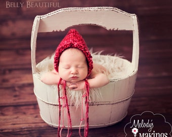 Newborn Photo Prop Hat Knitting Pattern - Beginner Baby Knitting Pattern - Newborn Bonnet Knit Pattern - Easy Bonnet Knit Pattern