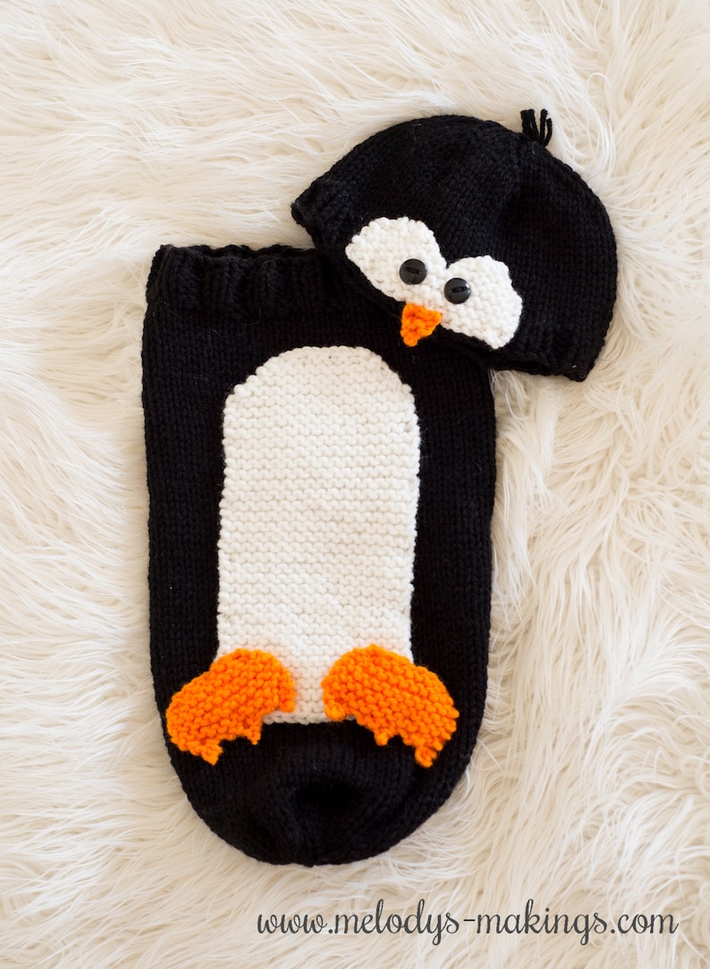 Knitting Pattern Penguin Pattern Knit Animal Hat Pattern Baby Prop Pattern Newborn Photo Prop Pattern Knit Photo Prop Pattern image 2