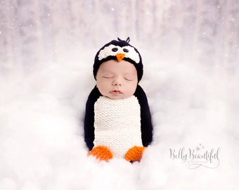 Knitting Pattern - Penguin Pattern - Knit Animal Hat Pattern - Baby Prop Pattern - Newborn Photo Prop Pattern - Knit Photo Prop Pattern