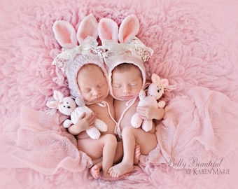 Classic Bunny Bonnet and Stuffie Set Crochet Pattern - Sizes Newborn Baby Through Toddler Girl Plus Rabbit Amigurami Patterns Included