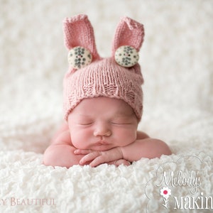 Baby Bunny Hat Knitting Pattern - 6 Sizes - PDF Sale - Instant Digital Download