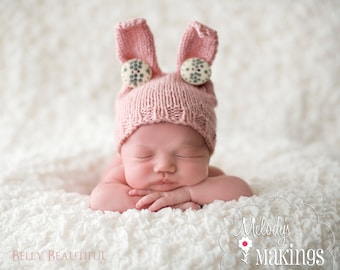 Baby Bunny Hat Knitting Pattern - 6 Sizes - PDF Sale - Instant Digital Download