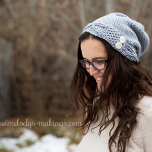 Crochet Women&#39;s Slouch Hat Pattern - Women&#39;s Crochet Cable Hat Pattern - Women&#39;s Crochet Slouchy Hat Pattern - Adult Woman&#39;s Crochet Hat