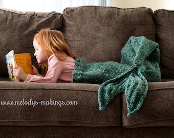 Child Mermaid Tail Blanket Knitting Pattern - Mermaid Tail Blanket Knitting Pattern -  Knit Mermaid Tail Blanket Pattern