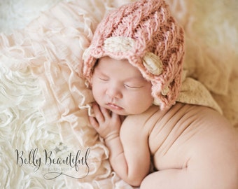 Bonnet Photo Prop Knitting Pattern - Knit Photography Prop Pattern - Newborn Clothing Knitting Pattern - Knit Bonnet Photo Prop Pattern