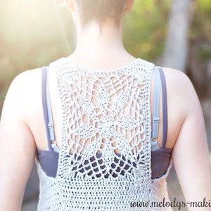 Warm Weather Shirt Crochet Pattern, Boho Vest Crochet Pattern, Lace Top Crochet Pattern