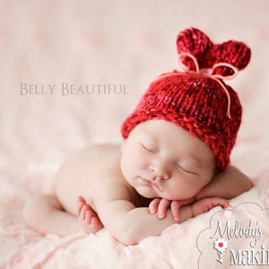 Valentine's Day Hat Knitting Pattern - Baby Valentines Day Knit Pattern - Baby Knitting Pattern - Heart Hat Pattern - Newborn Photo Prop