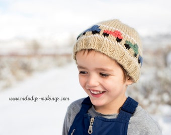 Modèle de tricot de chapeau de camion à benne basculante - modèle de tricot de chapeau sur le thème de garçon - modèle de tricot de chapeau d'enfant en bas âge - modèle de tricot de vêtements de bébé