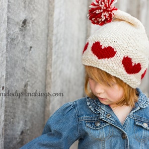Valentine's Day Knitting Pattern Valentines Day Hat Pattern Heart Hat Knit Pattern Girls Hat Knitting Pattern Kid Hat Pattern image 1