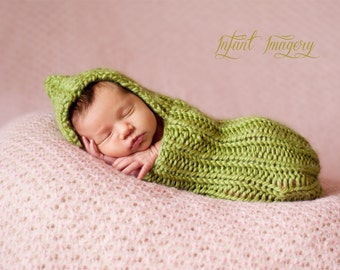 Knitting Pattern - Baby Cocoon Pattern - Newborn Photo Prop Pattern - Baby Sleep Sack Pattern - Baby Prop Knitting Pattern - Pea Cocoon