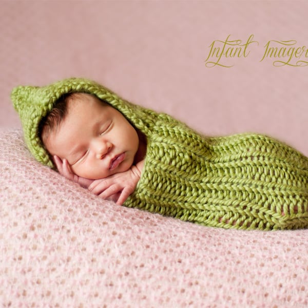 Knitting Pattern - Baby Cocoon Pattern - Newborn Photo Prop Pattern - Baby Sleep Sack Pattern - Baby Prop Knitting Pattern - Pea Cocoon