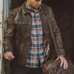 Men’s Brown Distressed Leather Biker Jacket Vintage Cafe Racer Motorcycle Jacket Lined Leather Jacket,Gift for him ,fathers day gift