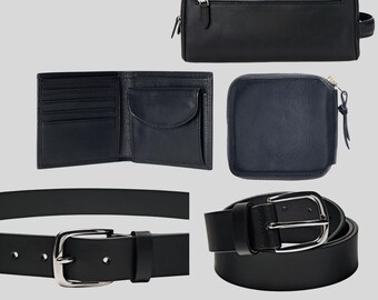 Men's Leather Gift Set: Belt, Wallet, Travel Case - Black & Brown Wardrobe accessories