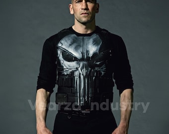 Punisher Frank Castle Jon Bernthal Black Leather Tactical Vest, Cosplay Workwear, Hunting