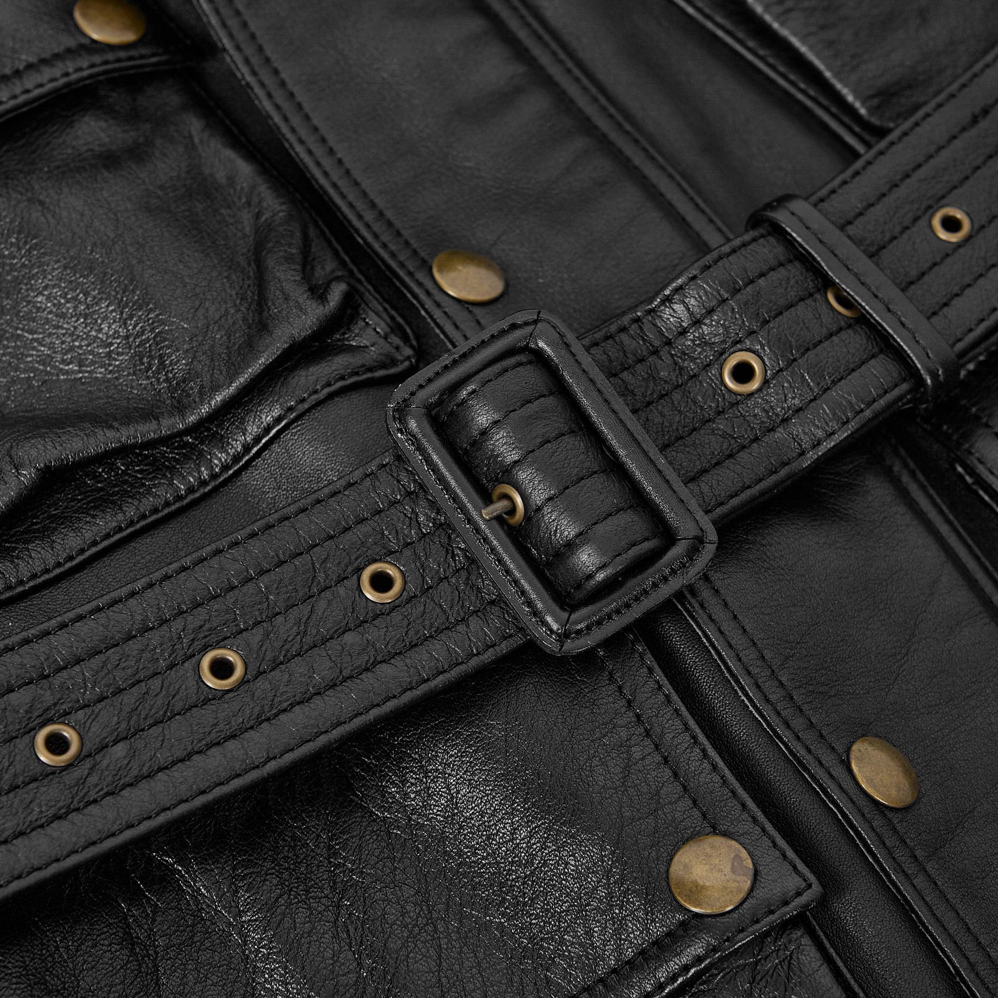 Handmade Cowhide Leather Motorcycle Jacket: Brad Pitt 'benjamin