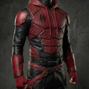 Marvels Daredevil Born Again Matt Murdock Disfraz de cosplay Traje de justiciero Moto Cuero de vaca original
