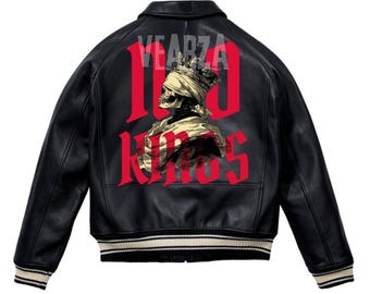 Men's Women's  Leather Bomber Jacket: Gothic Punk Genuine Cowhide Motorcycle Style