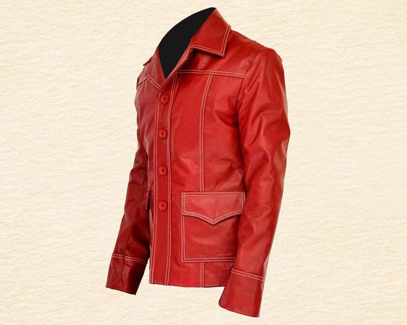 Fight Club Red Leather Jacket: Tyler Durden Inspired 90s Biker