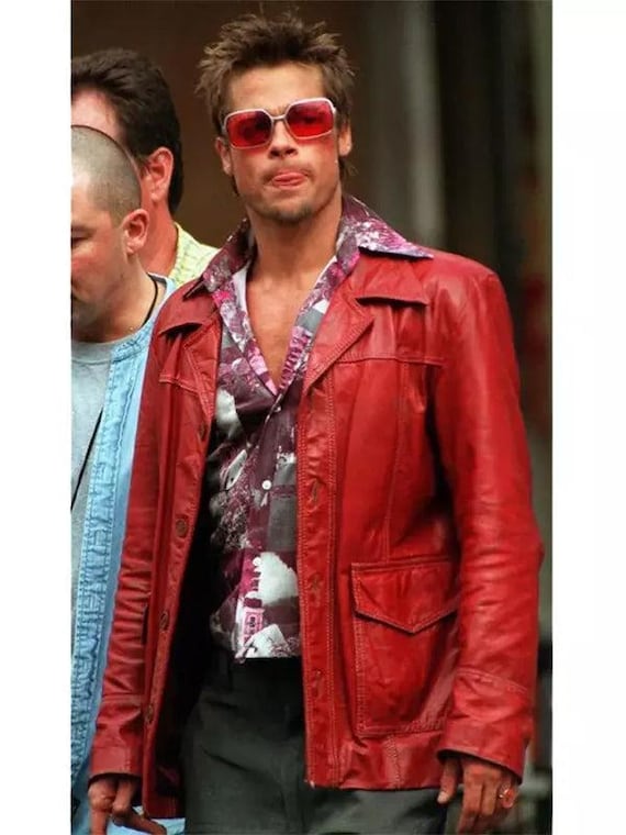 Fight Club Red Leather Jacket: Tyler Durden Inspired 90s Biker