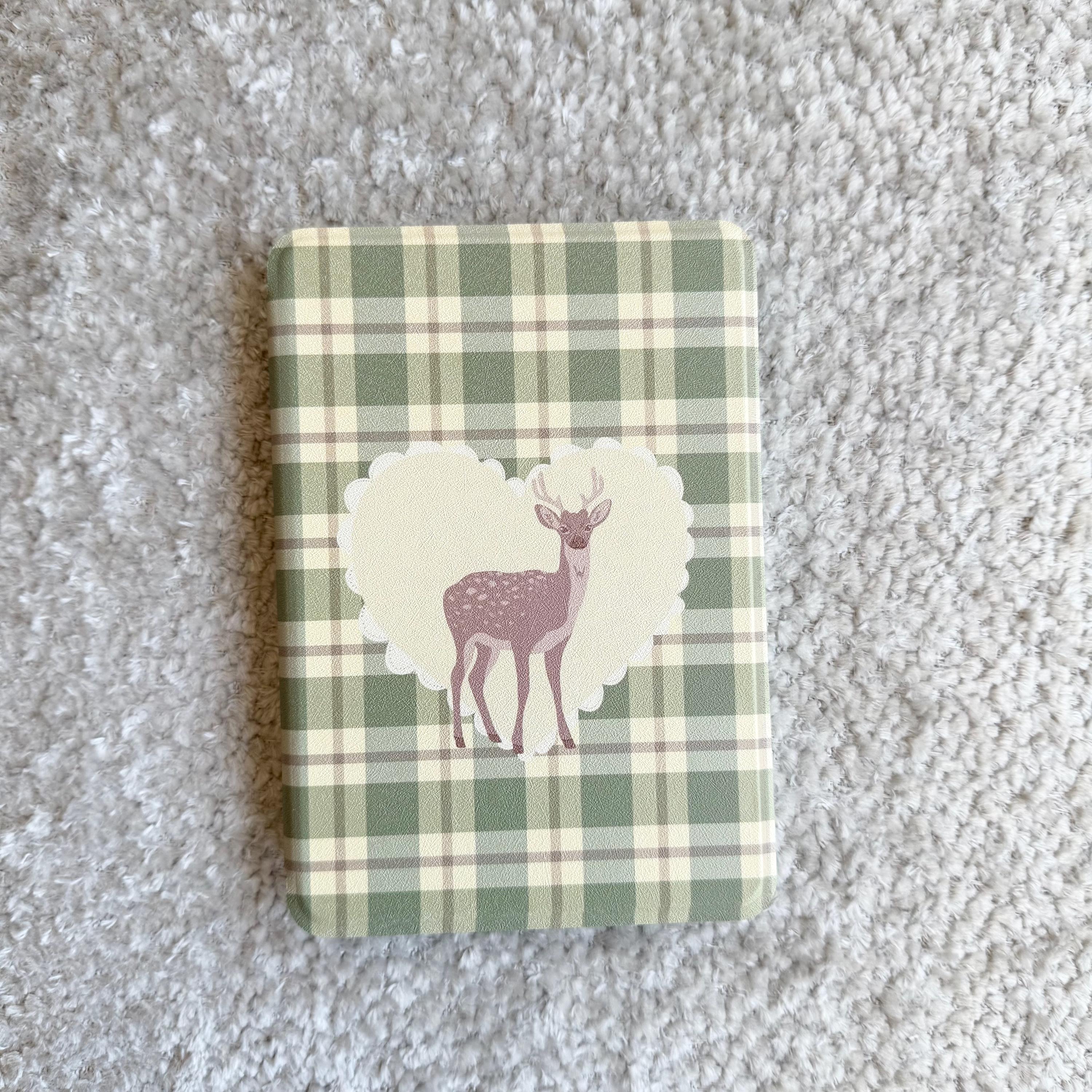 Detachable Kindle Case with Clear Back Kobo Clara Colour Case 2025 Kobo Case with Strap Cute Deer Matcha Plaid Kindle Paperwhite Case