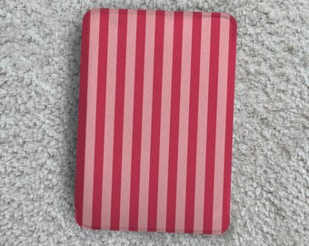 Pink Striped Kobo/Kindle Case Detachable Clear Back Minimalist E-Reader Cover with Hand Strap, Kindle Paperwhite Case Kobo Clara Colour Case