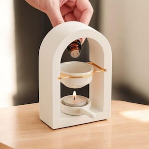 Modern Arch Ceramic Oil Burner, Minimalist Wax Melt Warmer, Zen Decor