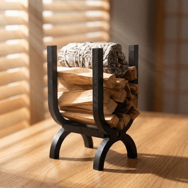 Handmade Wooden Palo Santo Holder for Zen Rituals & Meditation, Spiritual Gift for Yoga Lovers, Sage Smudge Stand, Sacred Space Altar Decor