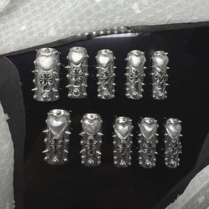 Luxury Coffin Press On Nails: Long Acrylic Fake Nails with Glue Tabs-D1