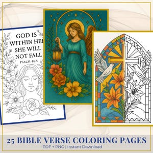 25 Bible Verse Coloring Pages for Adults | Christian Printable Coloring Book | Inspirational Scripture Quotes