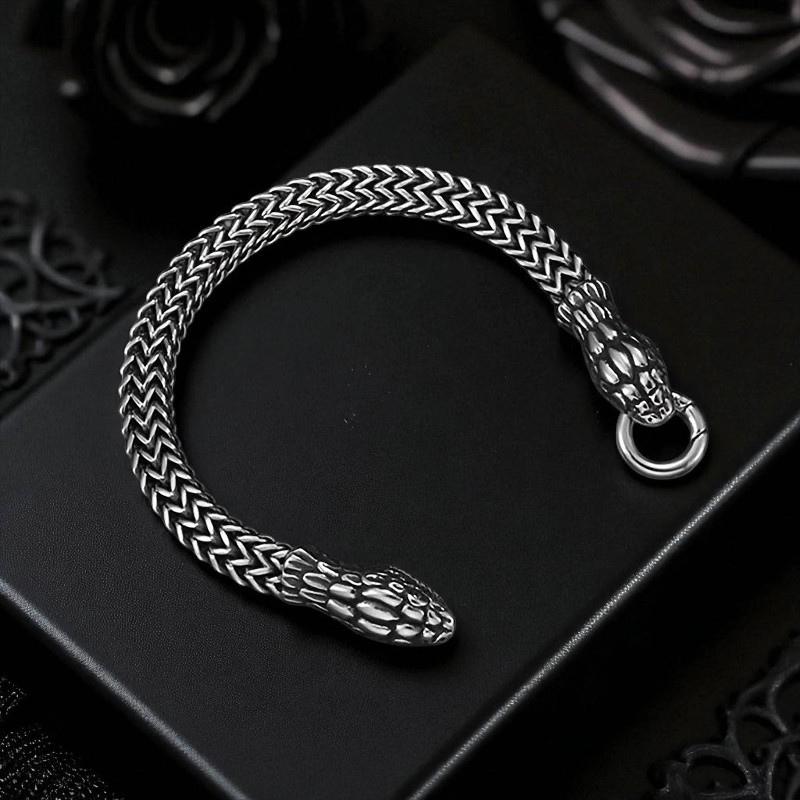 Bracelet Ancien Maille Serpent En Argent Massif - Occasion, Bijou Vintage, Solid Silver