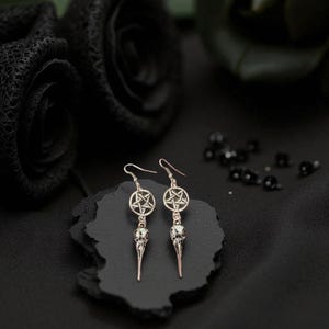 Bird Skull Earrings | Sterling Silver Drop Studs | Gothic Skeleton Jewelry | Tiny Raven Skull Earrings in Silver, Gold, or Rose Gold | Gift