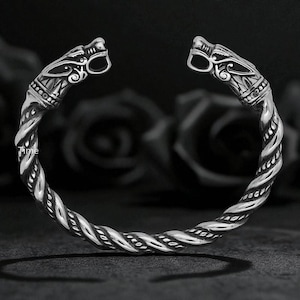 Viking Men’s Bracelet | Raven Twisted Cuff | Nordic Celtic Bangle | Pagan Arm Ring | Gothic Norse Jewelry | Stainless Steel