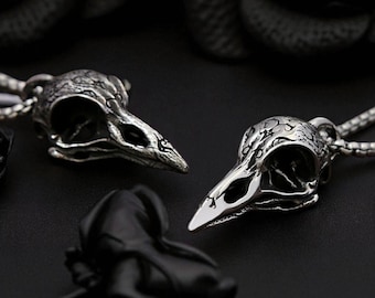 Raven Skull Necklace | Silver Gothic Bird Skull Pendant | Viking Norse Witchy Jewelry | Dark Gothic Oddities & Curiosities Gift