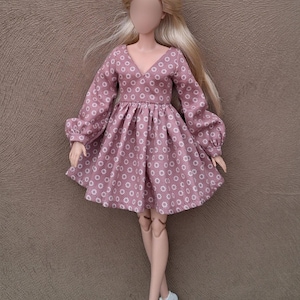 11.5 inch Doll Clothes Sewing Pattern – V-Neck Bishop Sleeve Mini Dress (PDF Download) image 3
