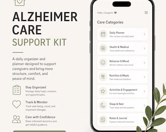 Alzheimer's Care Planner | Dementia Caregiver Organizer, Daily Routine Tracker, Medication Log & Memory Care Support