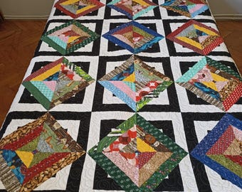 Jordan Fabrics Patchwork Blanket, Double-Sided Bedspread (205 cm x 162 cm)
