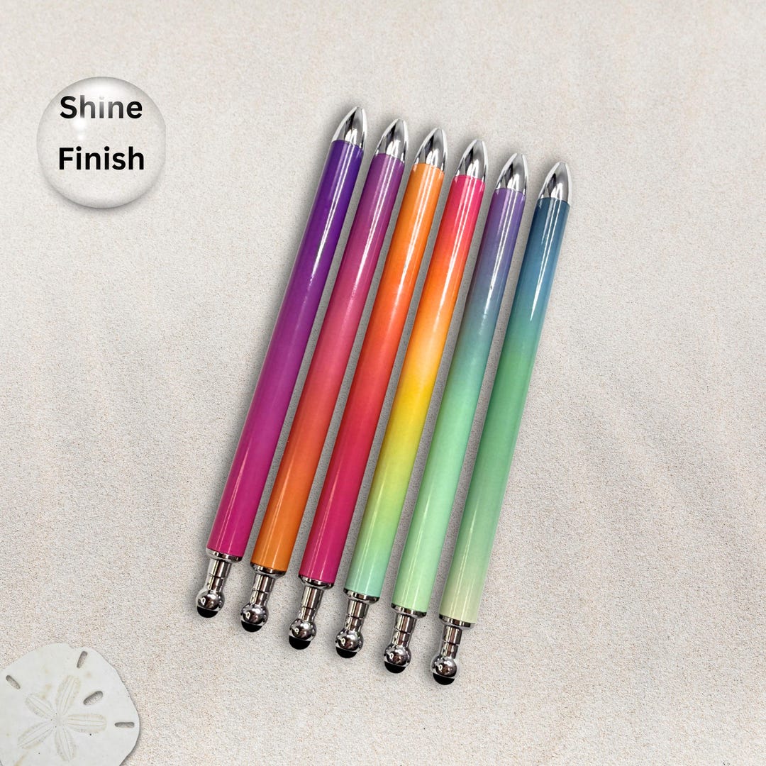 Personalized Gradient Glossy Pen With Stylus, Shiny Finish, Black Gel ...