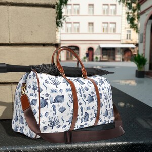 Waterproof Nylon Travel Bag: Deep Blue Sea Nautical Design