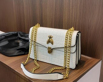 ファッションクロコダイル柄チェーンバッグ、女性用ラグジュアリーパーティーショルダーバッグ、ハイエンドクロスボディハンドバッグ、多用途イブニングバッグ