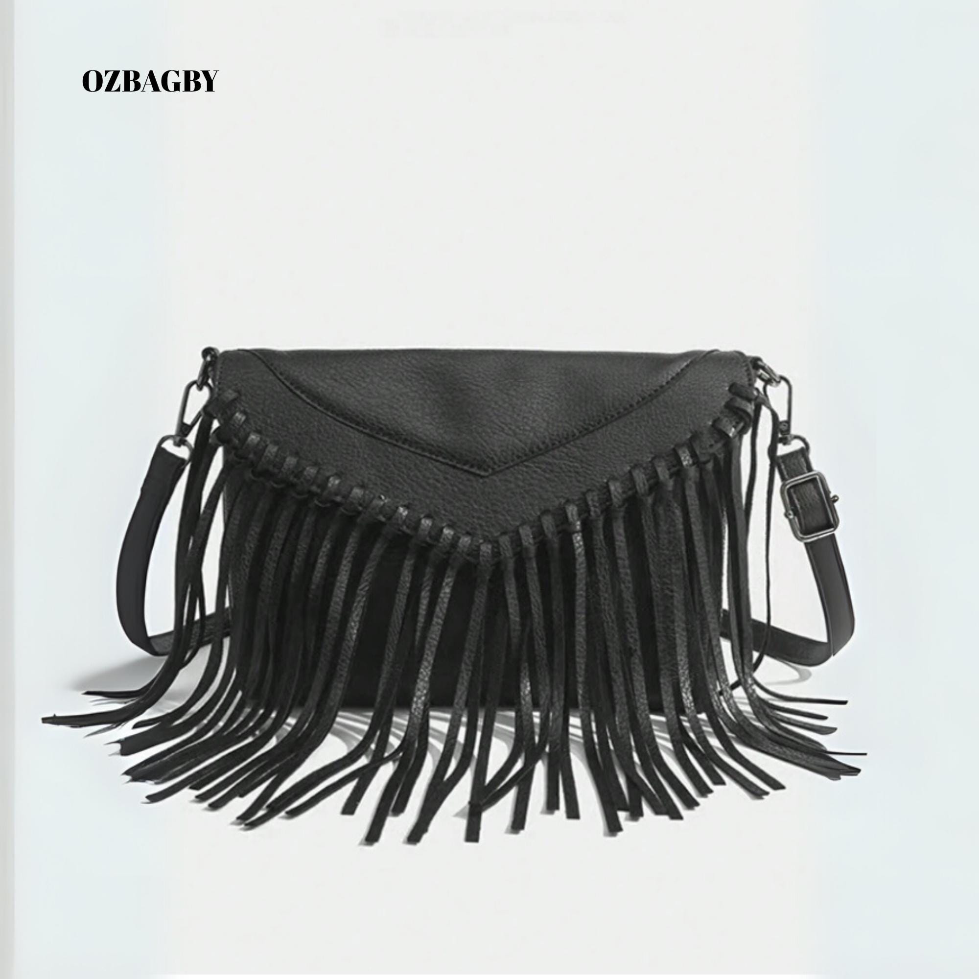 Retro Street Style Fringe Multi-layer Crossbody Bag for Women, Y2K 