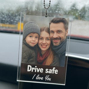 Personalized Photo Car Charm: Custom Acrylic Rearview Mirror Ornament