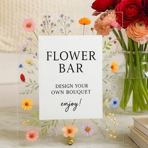 Flower Frame Sign, Wildflower flora Acrylic Sign, Wedding welcome sign, Framed Acrylic, Wedding Welcome Sign Acrylic with Floral Design