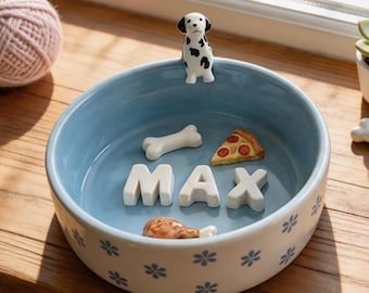 名入れ可能なセラミック製犬用ボウル、カスタム3Dペットフィギュア、手作り名入れ、ペット好きへのギフト