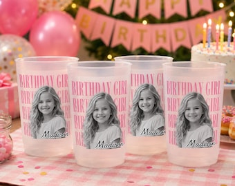 Bicchieri di compleanno personalizzati con foto, bomboniere personalizzate, bicchieri per feste per bambini.