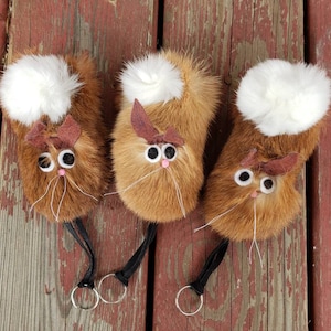 Rabbit Fur Keychain - Red Rabbit - lot of 1
