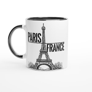 France Paris Mug, Eiffel Tower Coffee Cup, Souvenir France, White Ceramic 11oz, Dishwasher & Microwave Safe, Paris Travel Gift