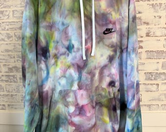 Custom Nike Hoodie Alien Spine Scrunch Front Ice Dyed 2XL