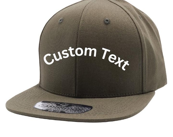 Featured listing image: Custom Embroidered Snap Back Hat Flat Bill – Personalized 6 Panel High Frame Adjustable